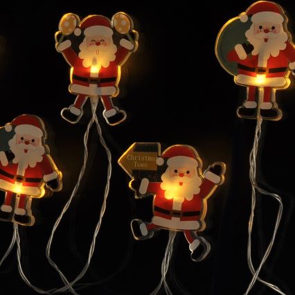 LED коледен гирлянд с присоски 6xLED/2xAA 1,2m топла бяла светлина santa