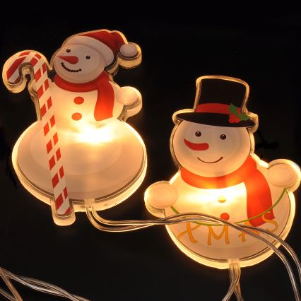 LED Коледни лампички с вендузи 6xLED/2xAA 1,2м топло бели снежен човек