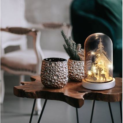 LED Коледна декорация LED/2xAAA снежен пейзаж с къща