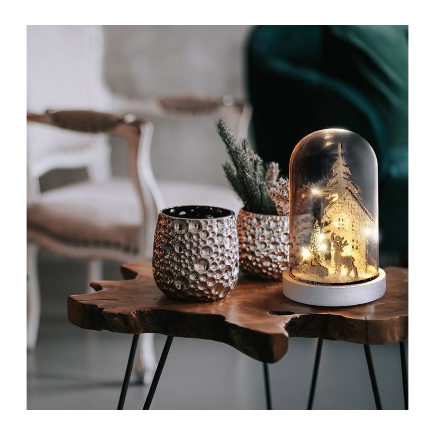 LED Коледна декорация LED/2xAAA снежен пейзаж с къща