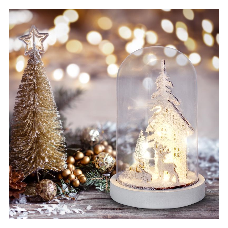 LED Коледна декорация LED/2xAAA снежен пейзаж с къща