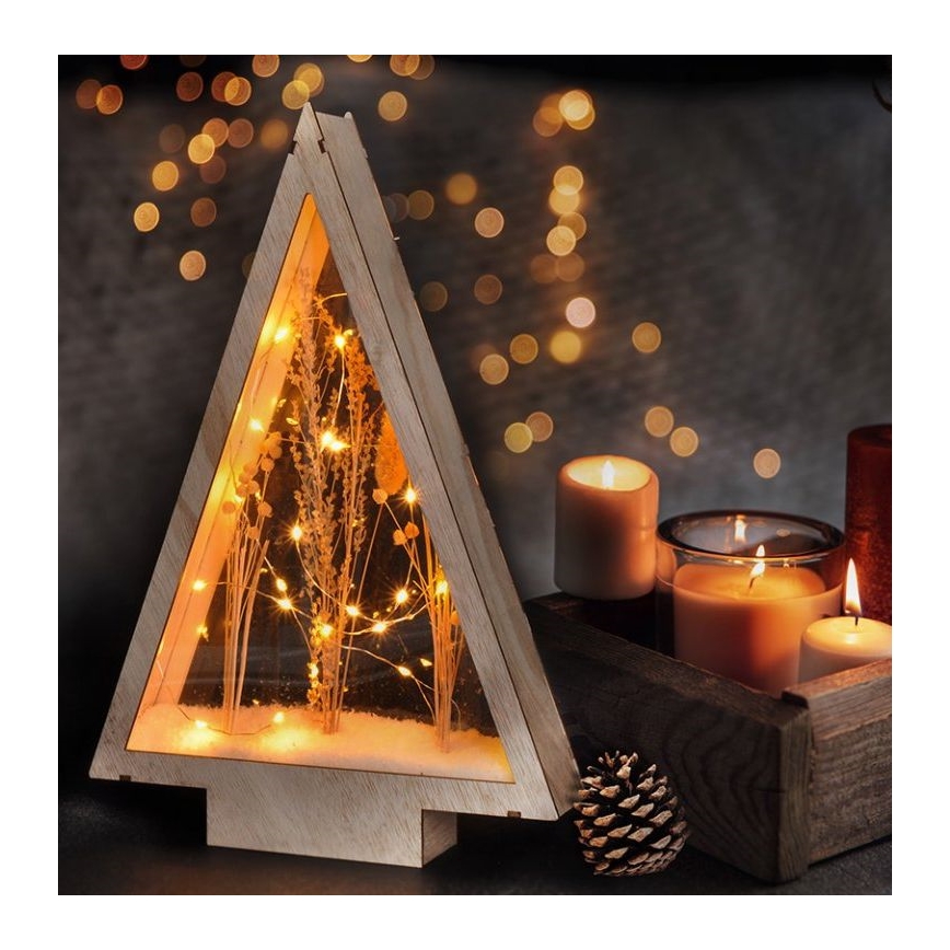 LED Коледна декорация LED/2xAA зимни цветя, покрити със сняг