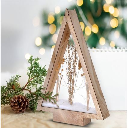 LED Коледна декорация LED/2xAA зимни цветя, покрити със сняг