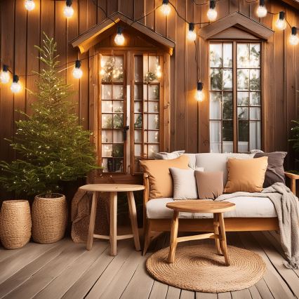 LED Екстериорни декоративни лампички GARLAND 10xLED/3xAA 3 м IP44 топло бял