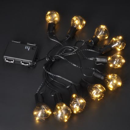 LED Екстериорни декоративни лампички GARLAND 10xLED/3xAA 3 м IP44 топло бял