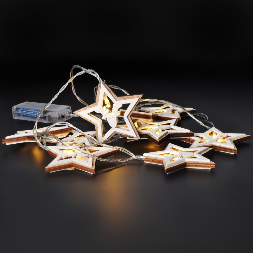 LED Коледни лампички 10xLED/2xAA 1,8 м топло бял