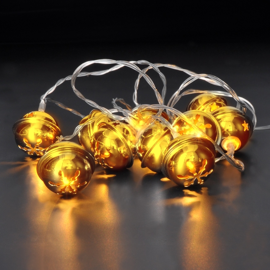 LED Коледни лампички 10xLED/2xAA/топло бял 1,8 м коледни камбанки