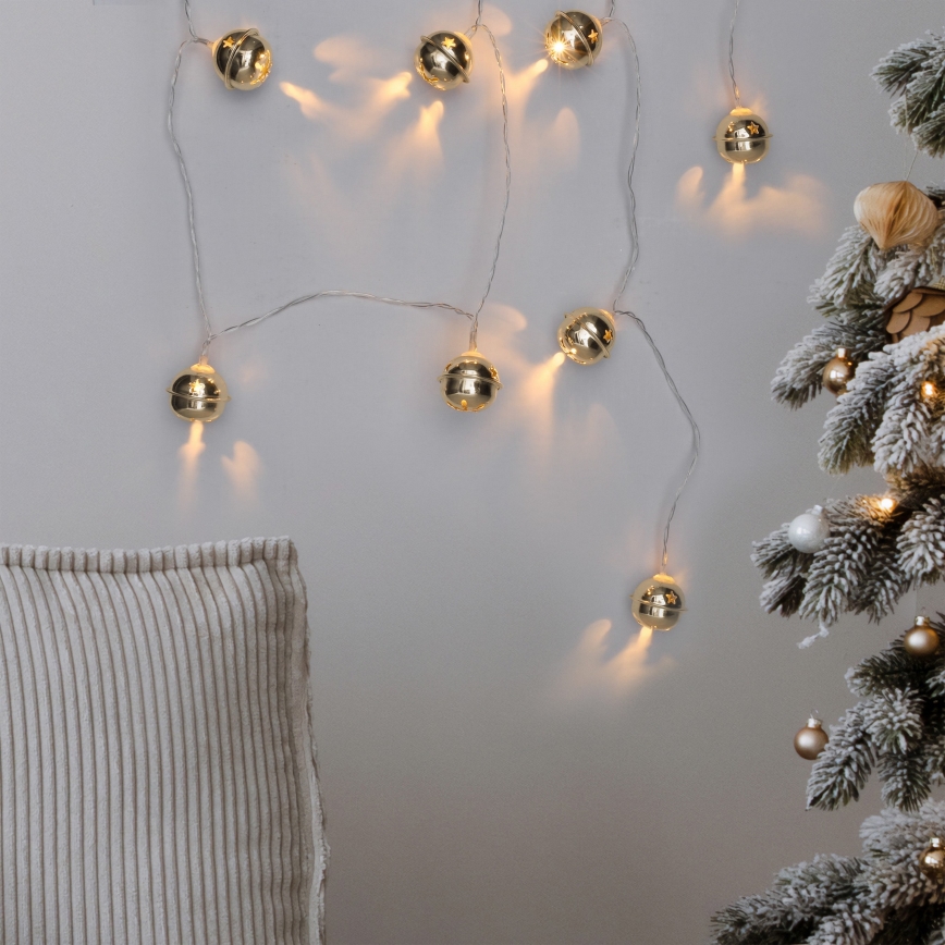 LED Коледни лампички 10xLED/2xAA/топло бял 1,8 м коледни камбанки