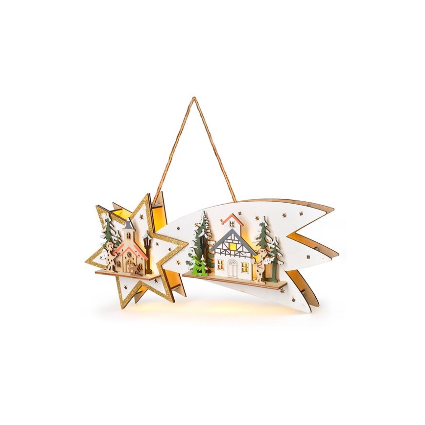 LED коледна декорация 10xLED/2xAA комета