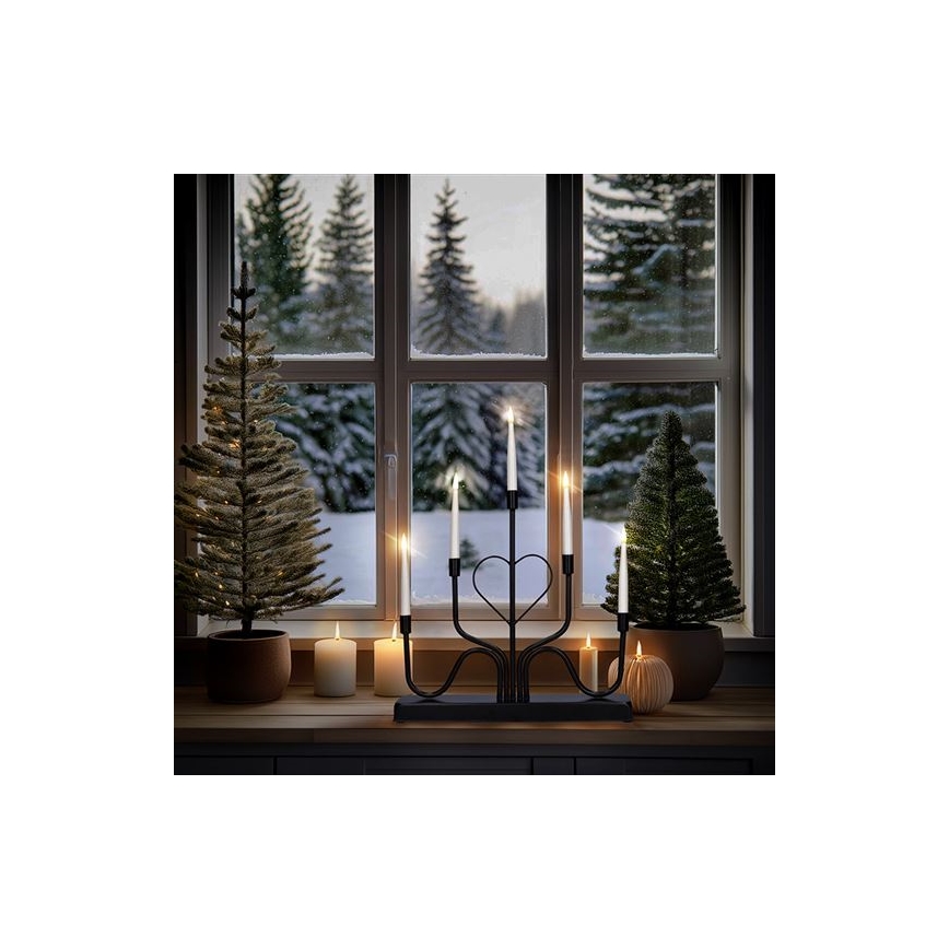 LED коледен свещник 5xLED/2xAA, топла бяла светлина