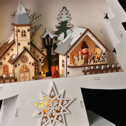 LED коледна украса 13xLED/2xAA дървено дръвче