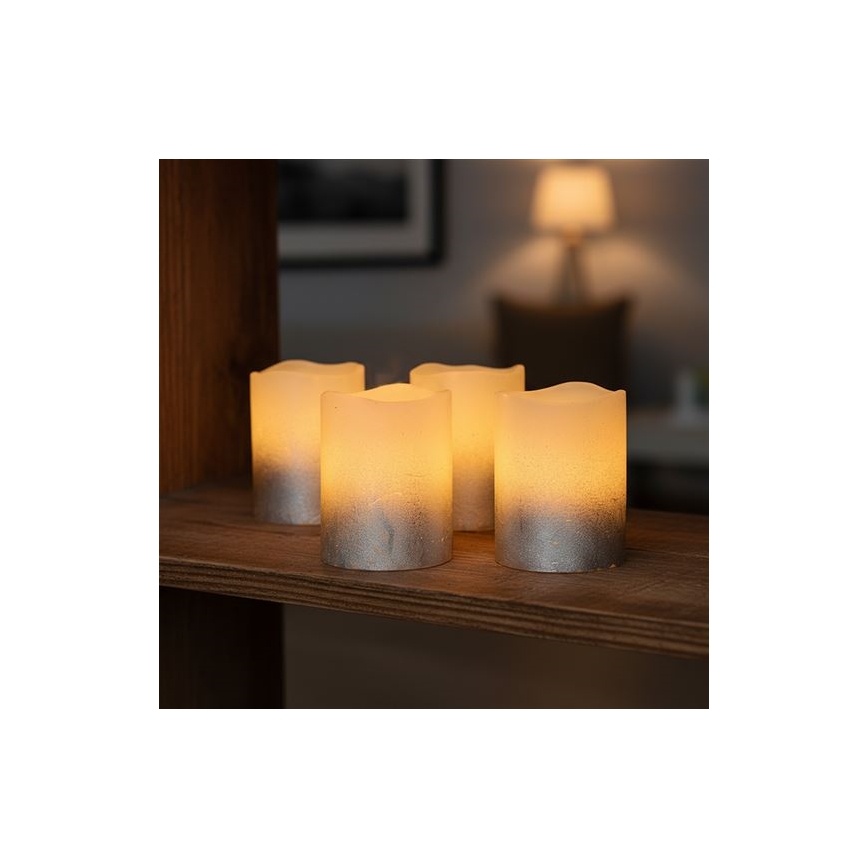 КОМПЛЕКТ 4x LED свещи от естествен восък LED/1xCR2032 топла бяла