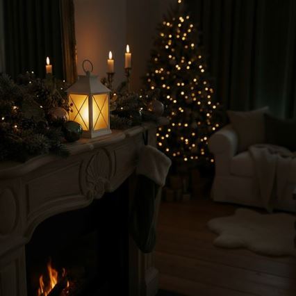 LED коледен фенер LED/2xAA, топла бяла светлина