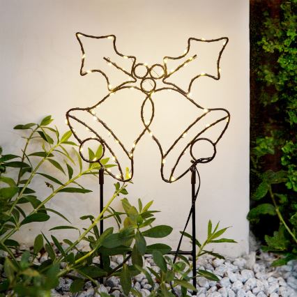 LED външна коледна декорация 100xLED/3xAA IP44 топла бяла звънчета