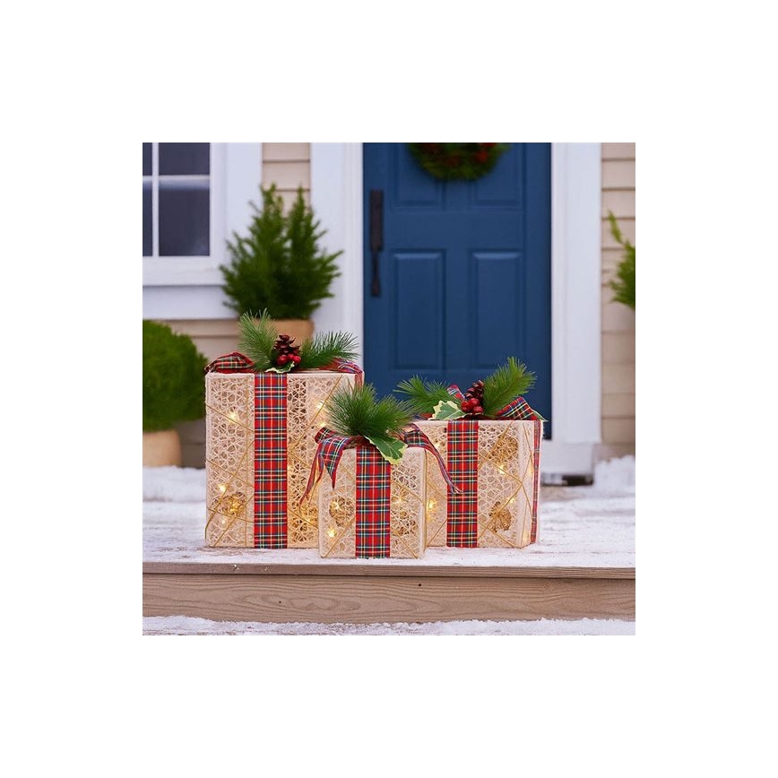 КОМПЛЕКТ 3x LED Коледен подарък 48xLED/3,6W/230V IP44 топла бяла