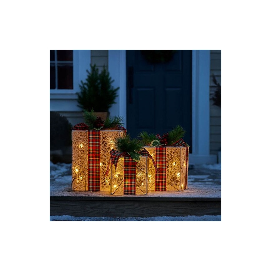 КОМПЛЕКТ 3x LED Коледен подарък 48xLED/3,6W/230V IP44 топла бяла