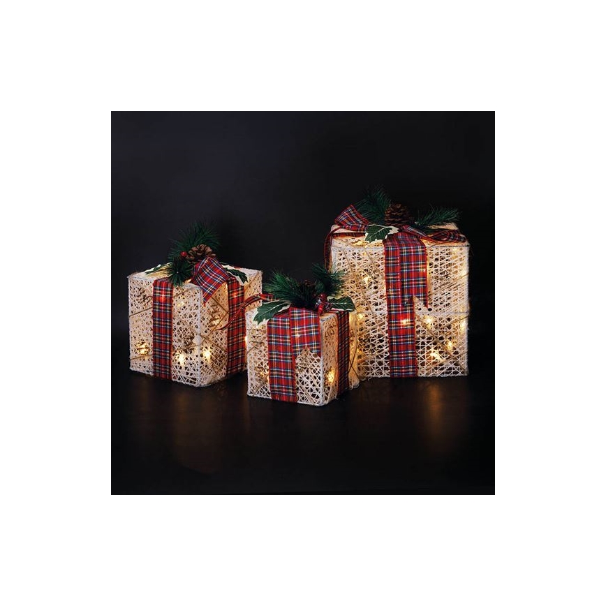 КОМПЛЕКТ 3x LED Коледен подарък 48xLED/3,6W/230V IP44 топла бяла