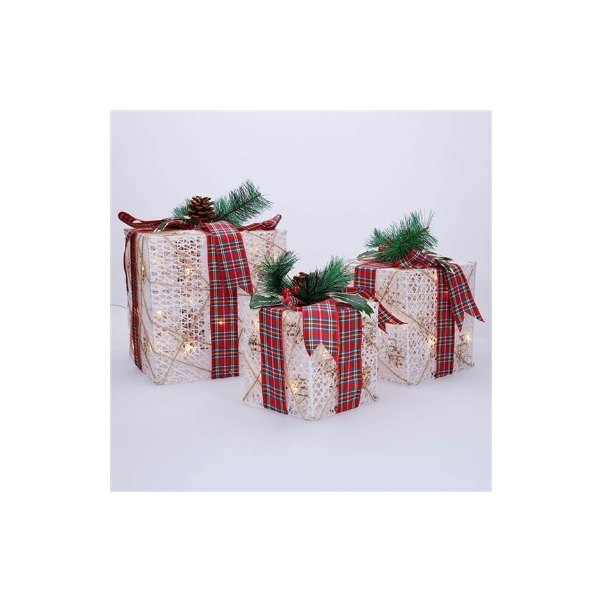 КОМПЛЕКТ 3x LED Коледен подарък 48xLED/3,6W/230V IP44 топла бяла