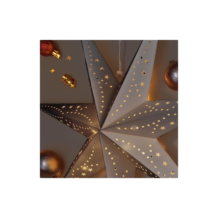 LED коледна декорация 20xLED/2xAA топла бяла сребърна звезда