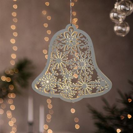 LED коледна декорация 9xLED/2xAA топла бяла камбанка