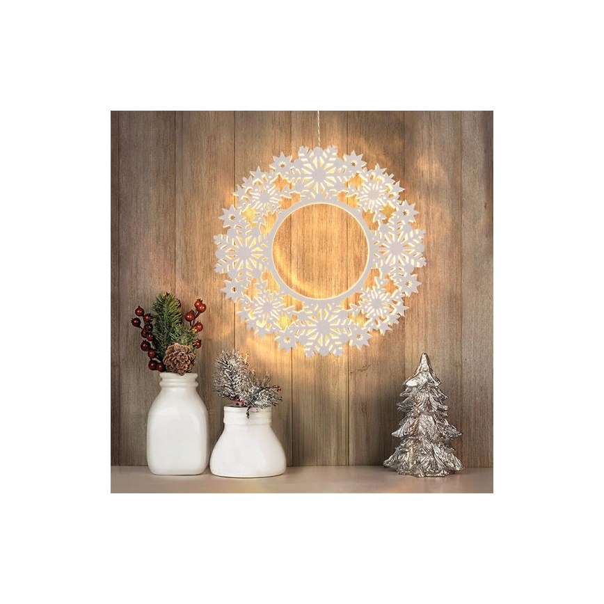 LED коледен венец 10xLED/2xAA топла бяла светлина