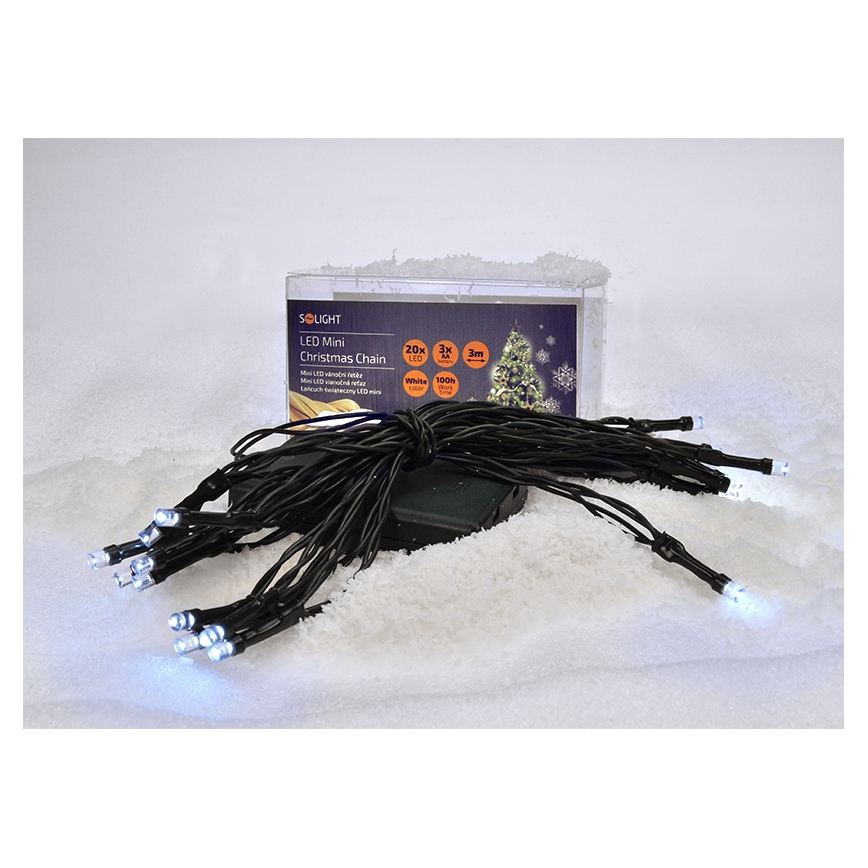 LED Коледни лампички 20xLED/3xAA 3,3м студено бели