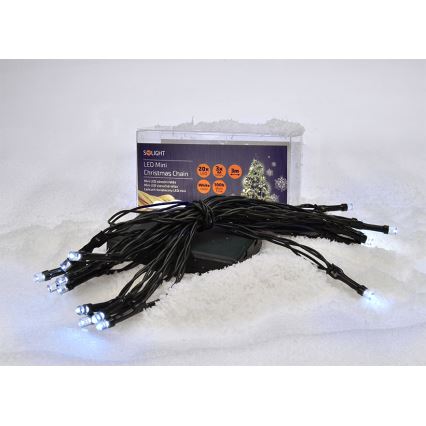 LED Коледни лампички 20xLED/3xAA 3,3м студено бели