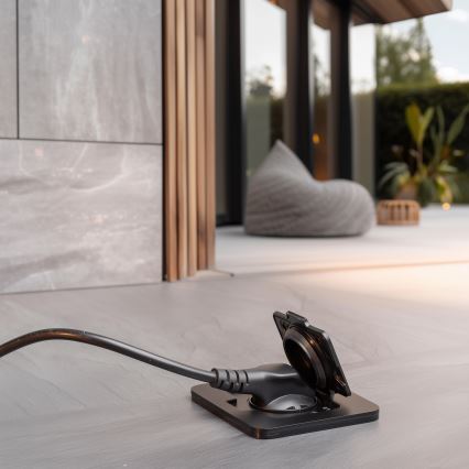 Екстериорен вграден под контакт IP55 черен правоъгълен