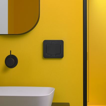 Екстериорен вграден под контакт IP55 черен правоъгълен