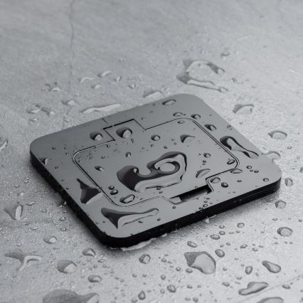 Екстериорен вграден под контакт IP55 черен правоъгълен