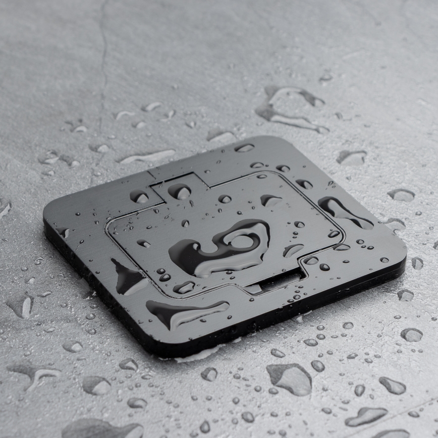 Екстериорен вграден под контакт IP55 черен правоъгълен