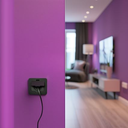 Екстериорен вграден под контакт IP55 черен правоъгълен