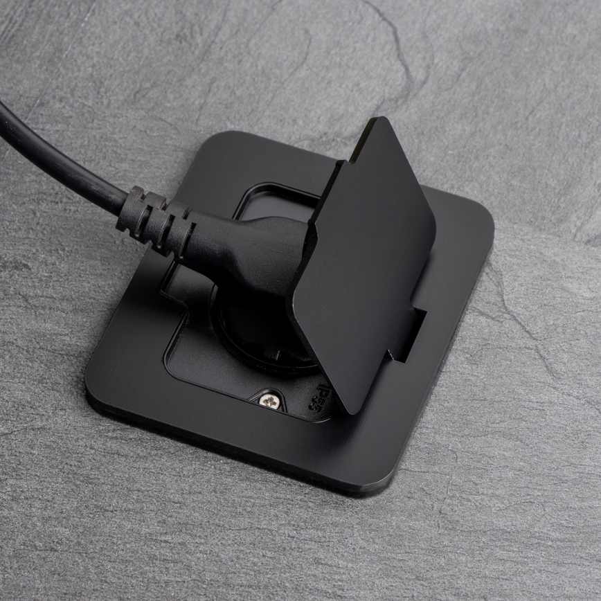 Екстериорен вграден под контакт IP55 черен правоъгълен