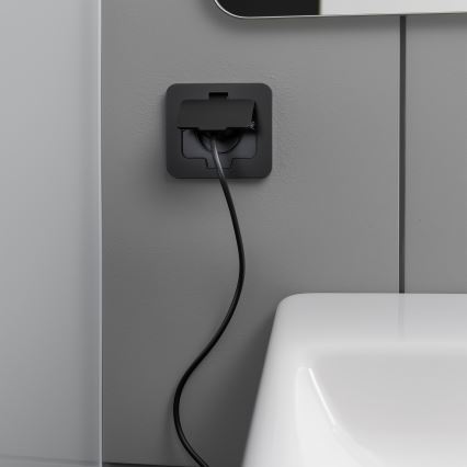 Екстериорен вграден под контакт IP55 черен правоъгълен