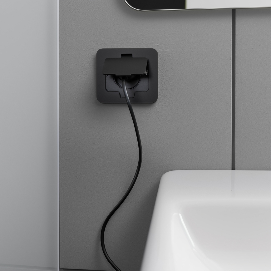 Екстериорен вграден под контакт IP55 черен правоъгълен