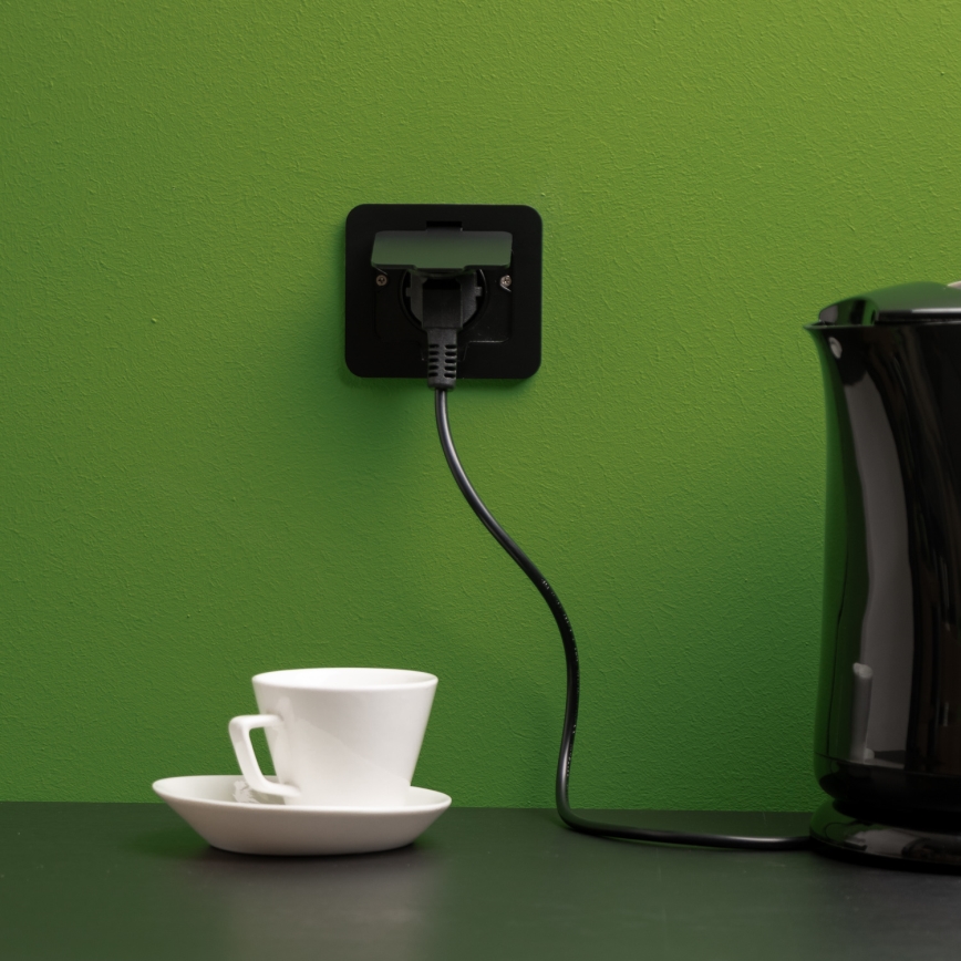 Екстериорен вграден под контакт IP55 черен правоъгълен