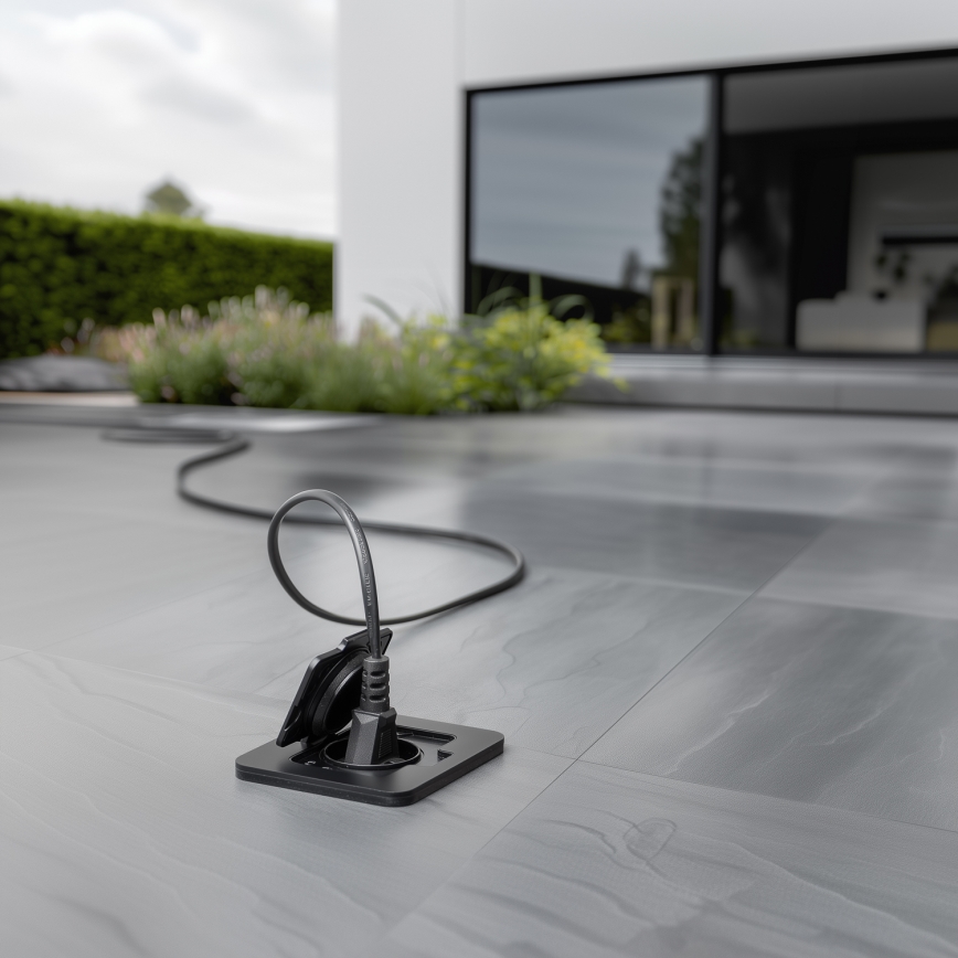 Екстериорен вграден под контакт IP55 черен правоъгълен