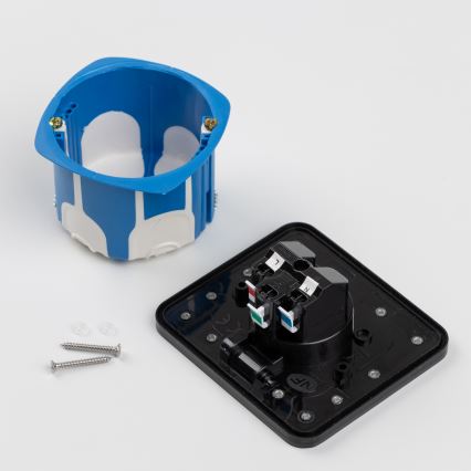 Екстериорен вграден под контакт IP55 черен правоъгълен