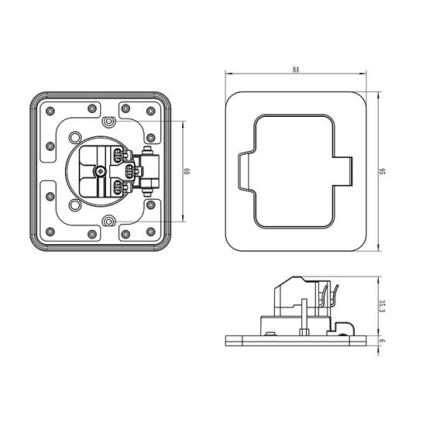 Екстериорен вграден под контакт IP55 черен правоъгълен