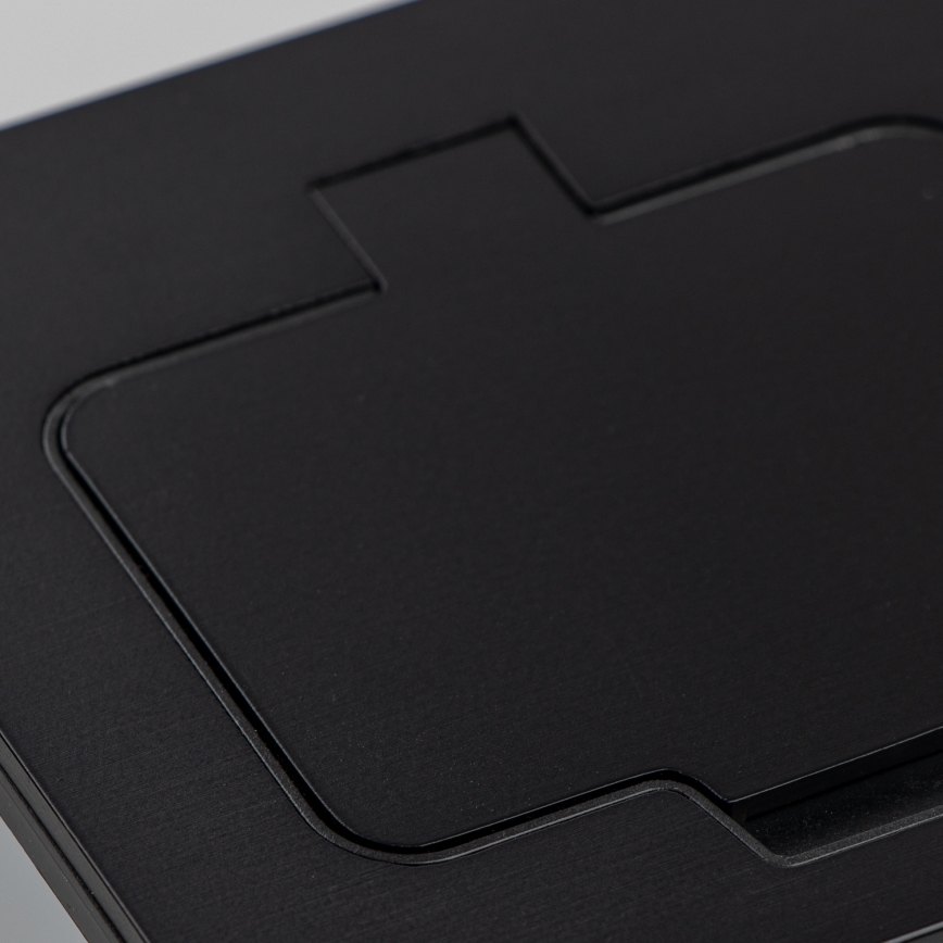 Екстериорен вграден под двоен контакт IP55 черен правоъгълен