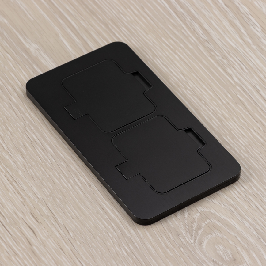 Екстериорен вграден под двоен контакт IP55 черен правоъгълен