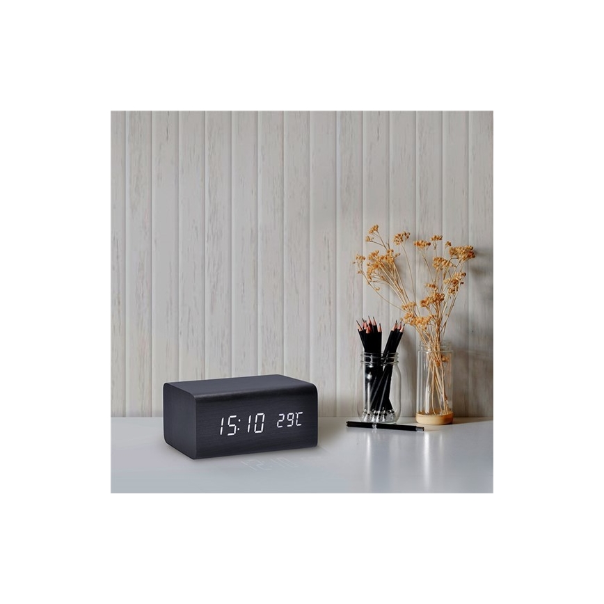 Solight CA01B - Часовник с аларма LED / 5V / 3xAAA 3000mA