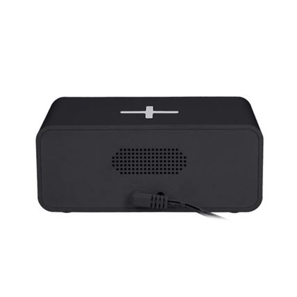 Цифров часовник с безжично Qi зарядно, 230 V/CR2032, черен