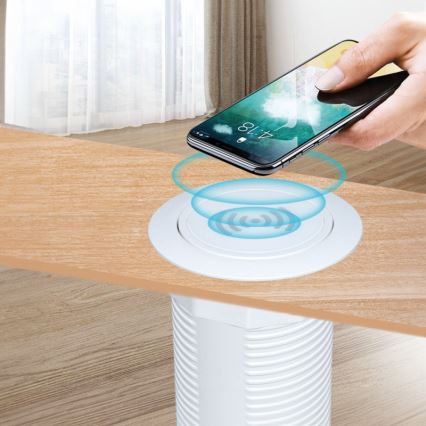 Вградено безжично зарядно устройство + USB A+C бял