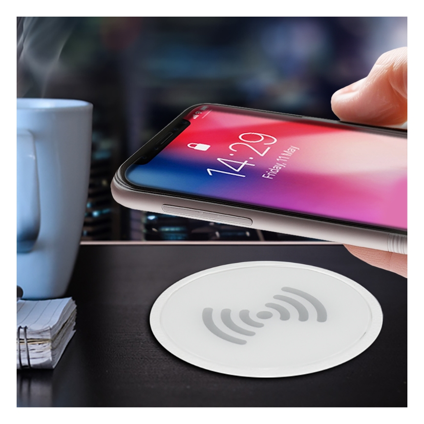 Вградено безжично зарядно устройство бял