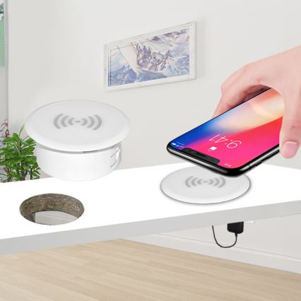 Вградено безжично зарядно устройство бял