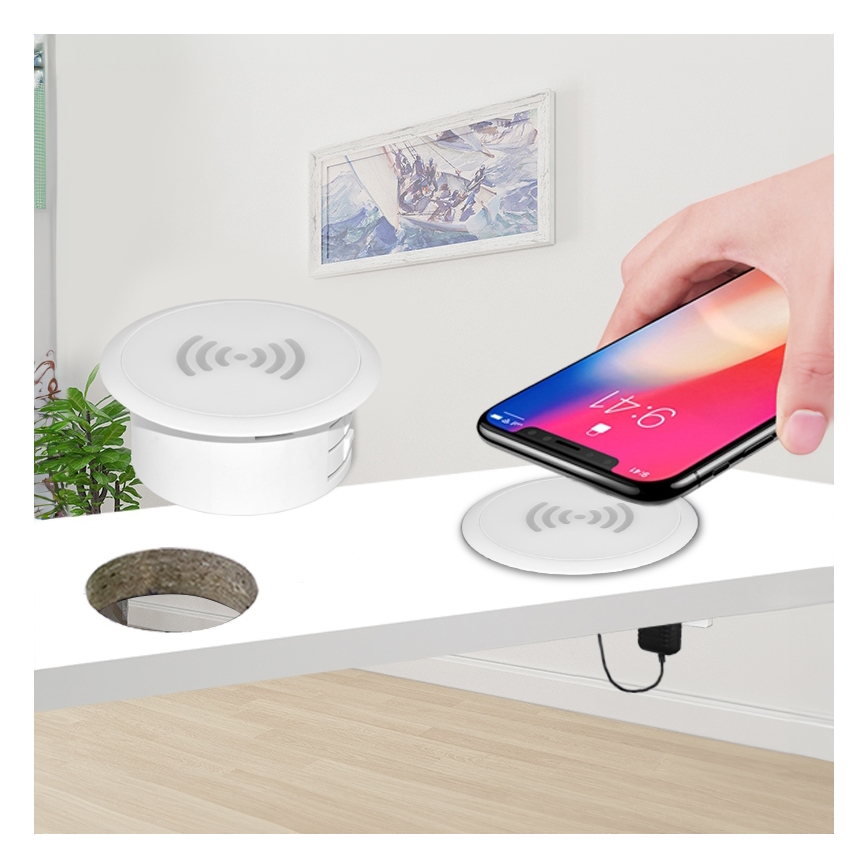 Вградено безжично зарядно устройство бял