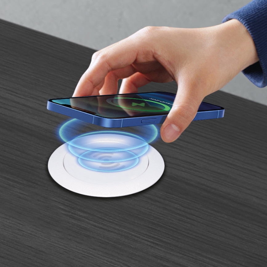 Вградено безжично зарядно устройство бял