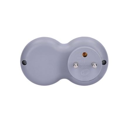 Разклонител 2x 10A, бяло-сив