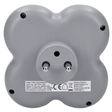 Разклонител 3x 16A + 20W бързо зарядно USB-A и USB-C